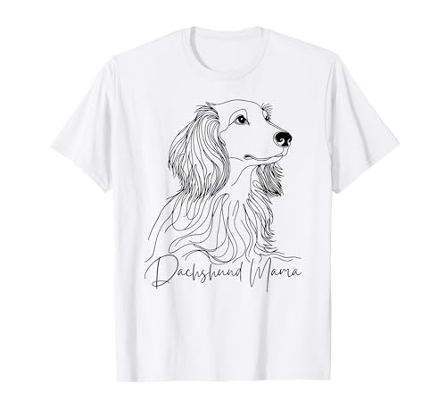Dackel Mama Langhaar-Dackel Line Art Hund künstlerisch T-Shirt Dackel Mama Langhaar-Dackel Line Art Hund künstlerisch T-Shirt von Dachshund Lover Beautiful Weenie Art Gift Design
