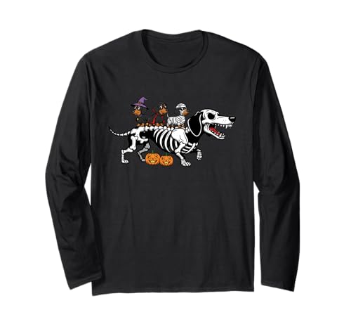 Dackel Skelett Mama Hexe Halloween Kinder Herren Damen Langarmshirt Dackel Skelett Mama Hexe Halloween Kinder Herren Damen Langarmshirt von Dachshund Lover Cute Halloween Outfits Boy Girl