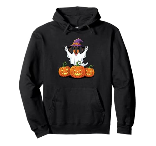 Lustiger Dackel Geist Kürbis Boo Halloween Kinder Herren Damen Pullover Hoodie von Dachshund Lover Halloween Ghost Pumpkin Outfits