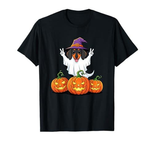 Lustiger Dackel Geist Kürbis Boo Halloween Kinder Herren Damen T-Shirt von Dachshund Lover Halloween Ghost Pumpkin Outfits