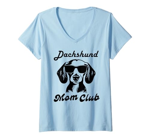 Damen Dachshund Mom Club T-Shirt mit V-Ausschnitt Damen Dachshund Mom Club T-Shirt mit V-Ausschnitt von Dachshund Mutter chaotisches Brötchen