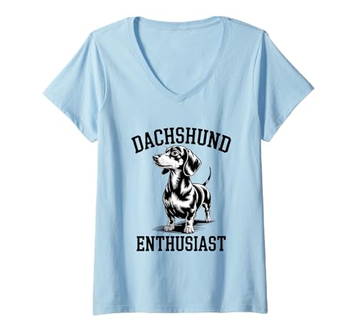 Damen Dackel-Enthusiast sarkastischer Welpe Wiener Hund Doxie T-Shirt mit V-Ausschnitt von Dachshund Wiener Dog Love