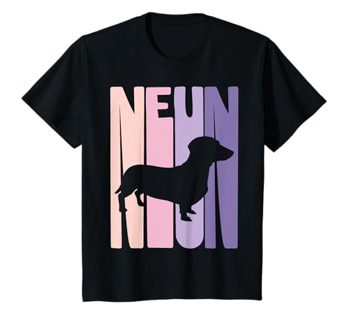 9. Geburtstag Mädchen Dackel Retro Dachshund Liebhaber T-Shirt von Dackel Fans Mädchen Geburtstag