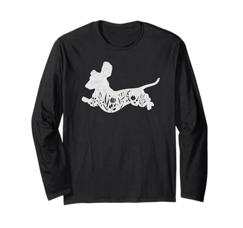 Dackel Teckel Silhouette Hund Blumen Herren Damen Kinder Langarmshirt Dackel Teckel Silhouette Hund Blumen Herren Damen Kinder Langarmshirt von Dackel Geschenke & Kleidung