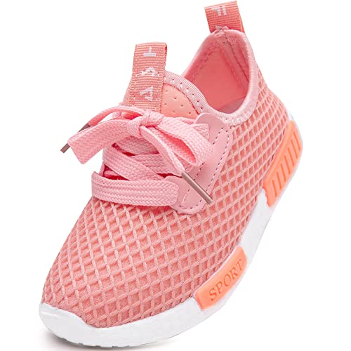 Daclay Kinder Schuhe Jungen Mädchen Sneakers Atmungsaktives Mesh Soft Laufen Sportschuhe Sneakers Pink 34EU von Daclay