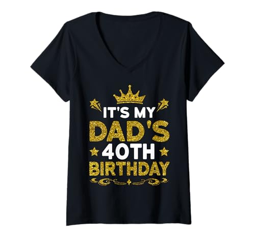 Damen Es ist der 40. Geburtstag meines Vaters. Herzlichen Glückwunsch zum Geburtstag, 40 Jahre T-Shirt mit V-Ausschnitt Damen Es ist der 40. Geburtstag meines Vaters. Herzlichen Glückwunsch zum Geburtstag, 40 Jahre T-Shirt mit V-Ausschnitt von Dad 40th Birthday Gift From Son Daughter 2025