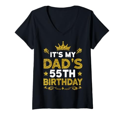 Damen Es ist der 55. Geburtstag meines Vaters Alles Gute zum Geburtstag 55 Jahre alt T-Shirt mit V-Ausschnitt Damen Es ist der 55. Geburtstag meines Vaters Alles Gute zum Geburtstag 55 Jahre alt T-Shirt mit V-Ausschnitt von Dad 55th Birthday Gift From Son Daughter 2025