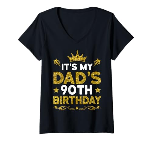 Damen Es ist der 90. Geburtstag meines Vaters. Herzlichen Glückwunsch zum Geburtstag, 90 Jahre T-Shirt mit V-Ausschnitt Damen Es ist der 90. Geburtstag meines Vaters. Herzlichen Glückwunsch zum Geburtstag, 90 Jahre T-Shirt mit V-Ausschnitt von Dad 90th Birthday Gift From Son Daughter 2025