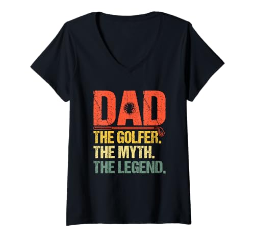 Damen Papa Der Golfer Der Mythos Die Legende T-Shirt mit V-Ausschnitt Damen Papa Der Golfer Der Mythos Die Legende T-Shirt mit V-Ausschnitt von Dad Golf Enthusiast Tee Humor Classic