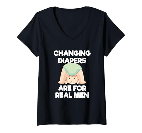 Damen Wickelwindeln sind für echte Männer, lustiger Vater SAHD Väter T-Shirt mit V-Ausschnitt Damen Wickelwindeln sind für echte Männer, lustiger Vater SAHD Väter T-Shirt mit V-Ausschnitt von Dad Humor Parenting Fathers Family Life