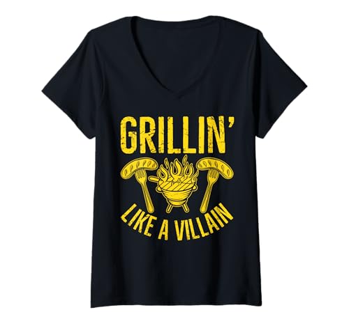 Damen BBQ - Grillen wie ein Bösewicht T-Shirt mit V-Ausschnitt Damen BBQ - Grillen wie ein Bösewicht T-Shirt mit V-Ausschnitt von Dad Jokes Barbecue Smoking Meats Design Outfit