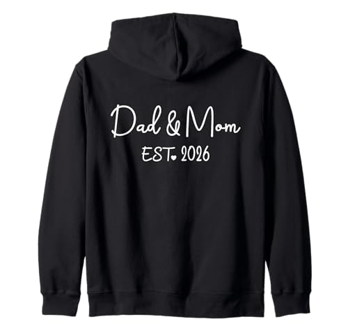 Mama Papa Est 2026 Neue Mütter Väter 2026 Vater Mutter Schwangerschaft Kapuzenjacke von Dad Mom 2026 Matching Couple Gifts Mom and Dad