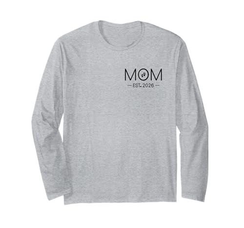 Mama Est 2026 Neue Mutter Schwangerschaft Muttertag Mutter to Be 2026 Langarmshirt von Dad Mom 2026 Pocket Matching Couple Gifts Mom Dad