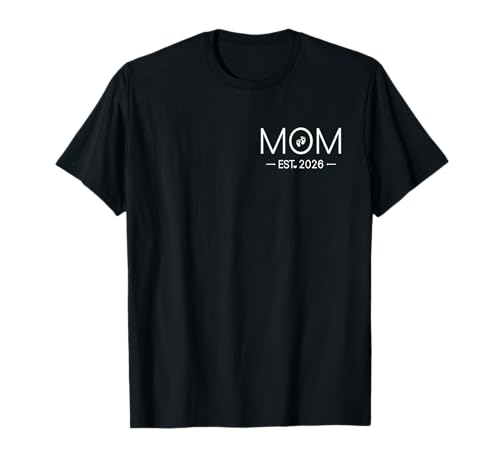 Mama Est 2026 Neue Mutter Schwangerschaft werdende Mutter 2026 Muttertag T-Shirt von Dad Mom 2026 Pocket Matching Couple Gifts Mom Dad