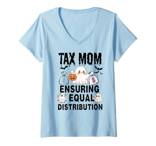 Damen Steuermutter passende Halloween Familie Outfits Mama T-Shirt mit V-Ausschnitt Damen Steuermutter passende Halloween Familie Outfits Mama T-Shirt mit V-Ausschnitt von Dad tax
