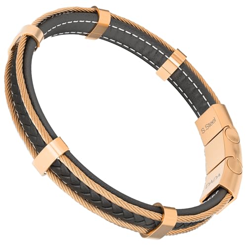 Dada Gioiell - Herrenarmband aus Leder und satiniertem Edelstahl, sportliches "Autoreifen und Motoren Design", Geschenkidee für Ihn, Magnetverschluss - grössenverstellbar 20-21cm, Rosegold Dada Gioiell - Herrenarmband aus Leder und satiniertem Edelstahl, sportliches "Autoreifen und Motoren Design", Geschenkidee für Ihn, Magnetverschluss - grössenverstellbar 20-21cm, Rosegold von Dada Gioielli