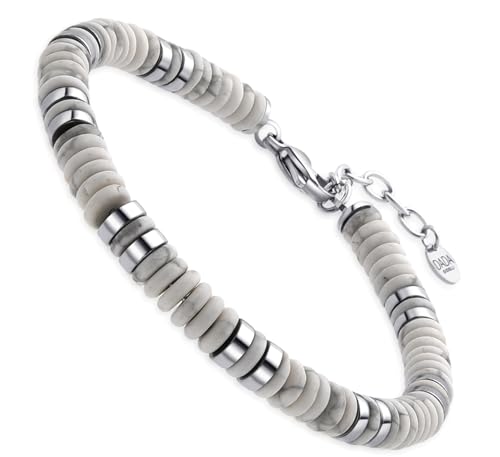 Dada Gioielli - Herren-Armband mit natürliche Edelsteine, wähle den der Edelstein, der dich am besten verkörpert - tolle Geschenkidee zum Geburtstag für ihn, Edelstahl und Hämatit, von Dada Gioielli