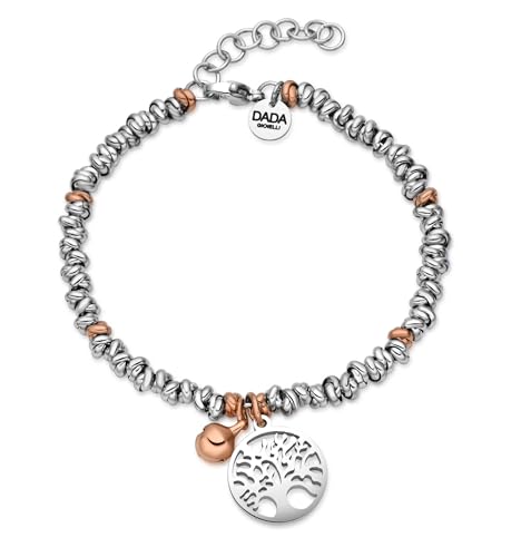 Dada Gioielli - Damen-Armband Kleeblatt Engel Cutode Baum des Lebens Damen mit Glocke zweisprachig 17 + 3 cm (Baum Leben Silber + Rosen) Dada Gioielli - Damen-Armband Kleeblatt Engel Cutode Baum des Lebens Damen mit Glocke zweisprachig 17 + 3 cm (Baum Leben Silber + Rosen) von Dada Gioielli