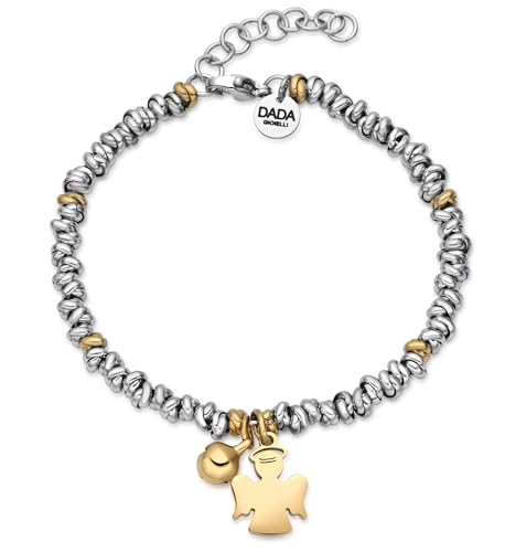 Dada Gioielli - Damen-Armband Kleeblatt Engel Cutode Baum des Lebens Damen mit Glocke zweisprachig 17 + 3 cm (Engel Gold + Gold) Dada Gioielli - Damen-Armband Kleeblatt Engel Cutode Baum des Lebens Damen mit Glocke zweisprachig 17 + 3 cm (Engel Gold + Gold) von Dada Gioielli