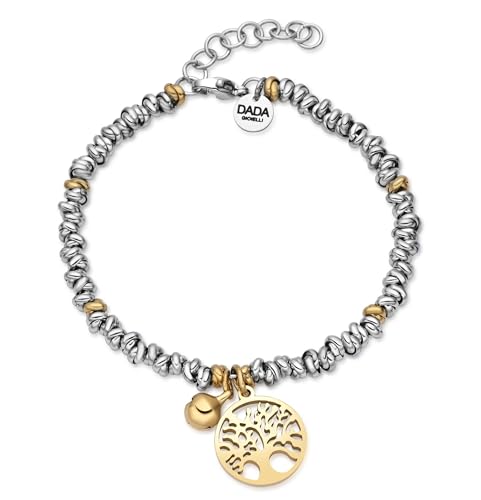 Dada Gioielli - Damen-Armband Kleeblatt Engel Cutode Baum des Lebens Damen mit Glocke zweisprachig 17 + 3 cm (Lebensbaum Gold + Gold) Dada Gioielli - Damen-Armband Kleeblatt Engel Cutode Baum des Lebens Damen mit Glocke zweisprachig 17 + 3 cm (Lebensbaum Gold + Gold) von Dada Gioielli