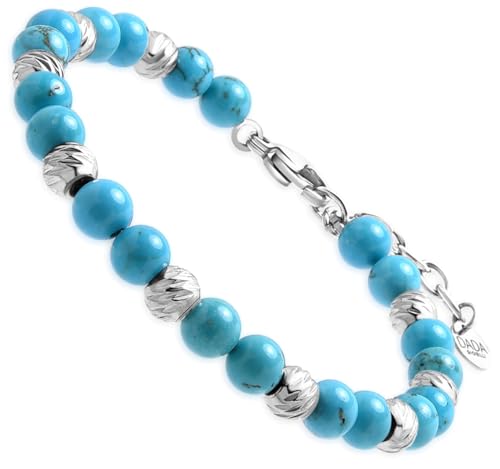 Dada Gioielli - Damenarmband mit echten Natursteinen, Aulit - Achat - Sodalit und Jade - Amethyst und Aventurin, Geschenkbox, Türkisfarbener-Aulit von Dada Gioielli