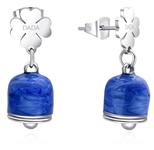 Dada Gioielli - Damenohrringe Glocke Capri Emaille Türkis, Rosa und Perlblau mit Kleeblatt (Blau) von Dada Gioielli