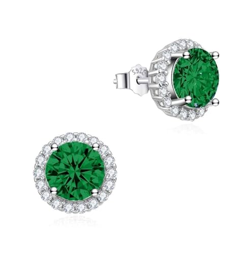 Dada Gioielli - Damenohrringe aus 925 Sterling Silber, großer Ohrring mit Riviera Zirkonen, Farbe Kristall | Aquamarin | Saphir | Rubin | Smaragd, von Dada Gioielli