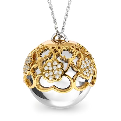 Dada Gioielli - Damenhalskette zur Schwangerschaftsankündigung mit Engelsrufer-Glocke und vierblättrigem Glückskleeblatt 2025 - Geschenk für werdende Mütter, 80+10 cm, von Dada Gioielli