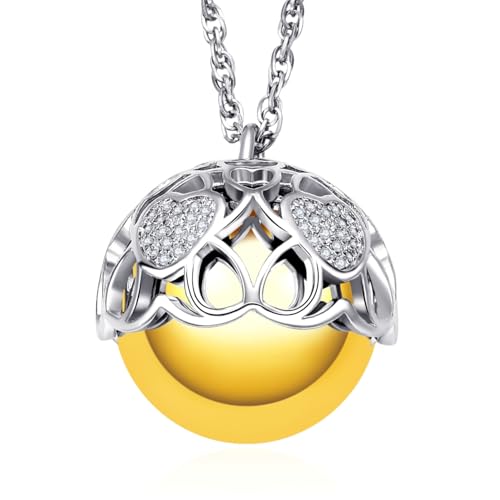 Dada Gioielli - Engelsrufer Kette mit Anhänger für Schwangere mit Glocke Klangkugel der die Schutzengel ruft und Herz, Halskette Damen Lang 80+10cm, von Dada Gioielli