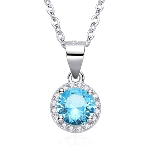 Dada Gioielli - Halskette mit funkelndem Solitär und personalisiertem zentralem Edelstein und Zirkonia-Steinen - Geschenkideen für Damen aus 925er Silber und Edelstahl, 45+ 5 cm, Blau Aquamarin Dada Gioielli - Halskette mit funkelndem Solitär und personalisiertem zentralem Edelstein und Zirkonia-Steinen - Geschenkideen für Damen aus 925er Silber und Edelstahl, 45+ 5 cm, Blau Aquamarin von Dada Gioielli