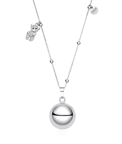 Dada Gioielli - Halskette Glocke Engelsrufer Glücksbringer zum Verschenken - Schwangerschaftsankündigung 2025 mit leuchtendem Bärenwelpe, Geschenk für schwangere Frauen, Edelstahl, Kein von Dada Gioielli