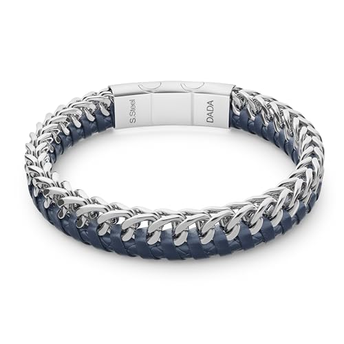 Dada Gioielli - Wasserfestes Herrenarmband aus Edelstahl und Leder, Blau - Schwarz - Braun, ein Geschenk das vom Herzen kommt, ideal zum Geburtstag 2025, 21 cm, Blau Dada Gioielli - Wasserfestes Herrenarmband aus Edelstahl und Leder, Blau - Schwarz - Braun, ein Geschenk das vom Herzen kommt, ideal zum Geburtstag 2025, 21 cm, Blau von Dada Gioielli