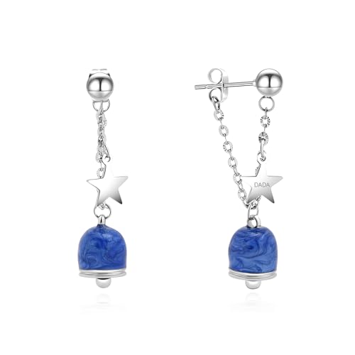 Dada Gioielli - Lange Damen Ohrringe hängend mit Glöck meerblauem Anhänger und Sterne - Ohrhänger Silber Farbe Edelstahl Hypoallergen, Inspiriert von der Schönheit der Insel Capri von Dada Gioielli