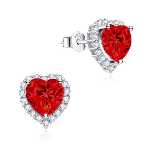 Dada Gioielli - Ohrstecker Silber 925 - Ohrringe Mädchen Herz mit Geburtsstein und Cubic Zirkonia, inklusive Geschenkbox 2025 (Copia), von Dada Gioielli