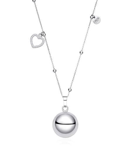 Dada Gioielli - Engelsrufer Schwangerschaft - Lange Halskette für Damen mit funkelndem Herz und klingendem Anhänger, Geschenk für werdende Mütter, 80+10+10cm von Dada Gioielli