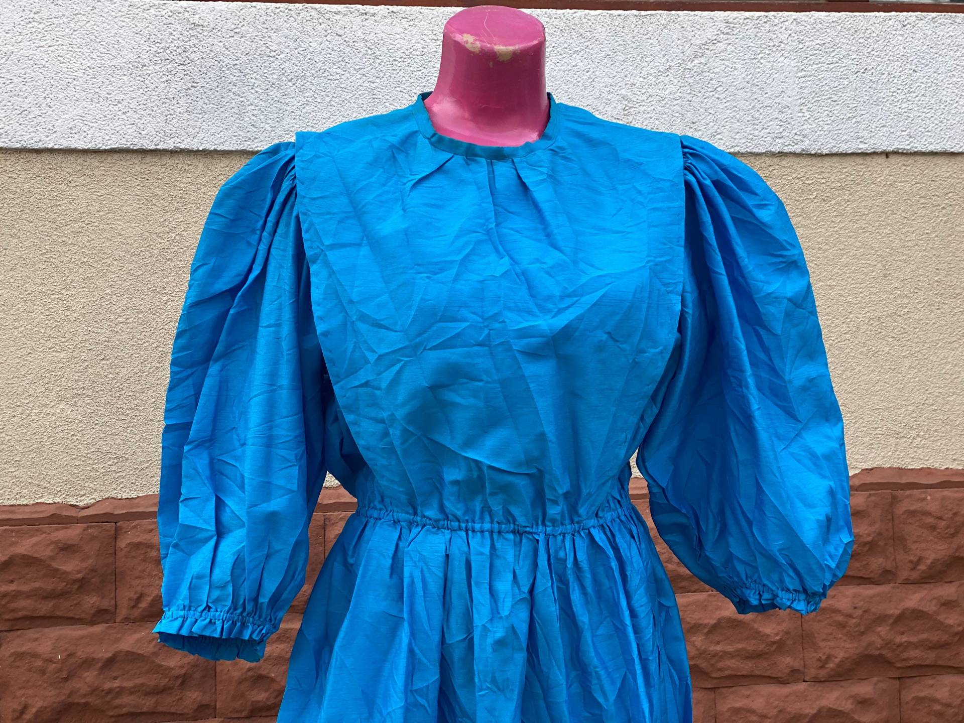 Blaues Vintage Handgenähtes Kleid, Größe M von DadaVintageCom