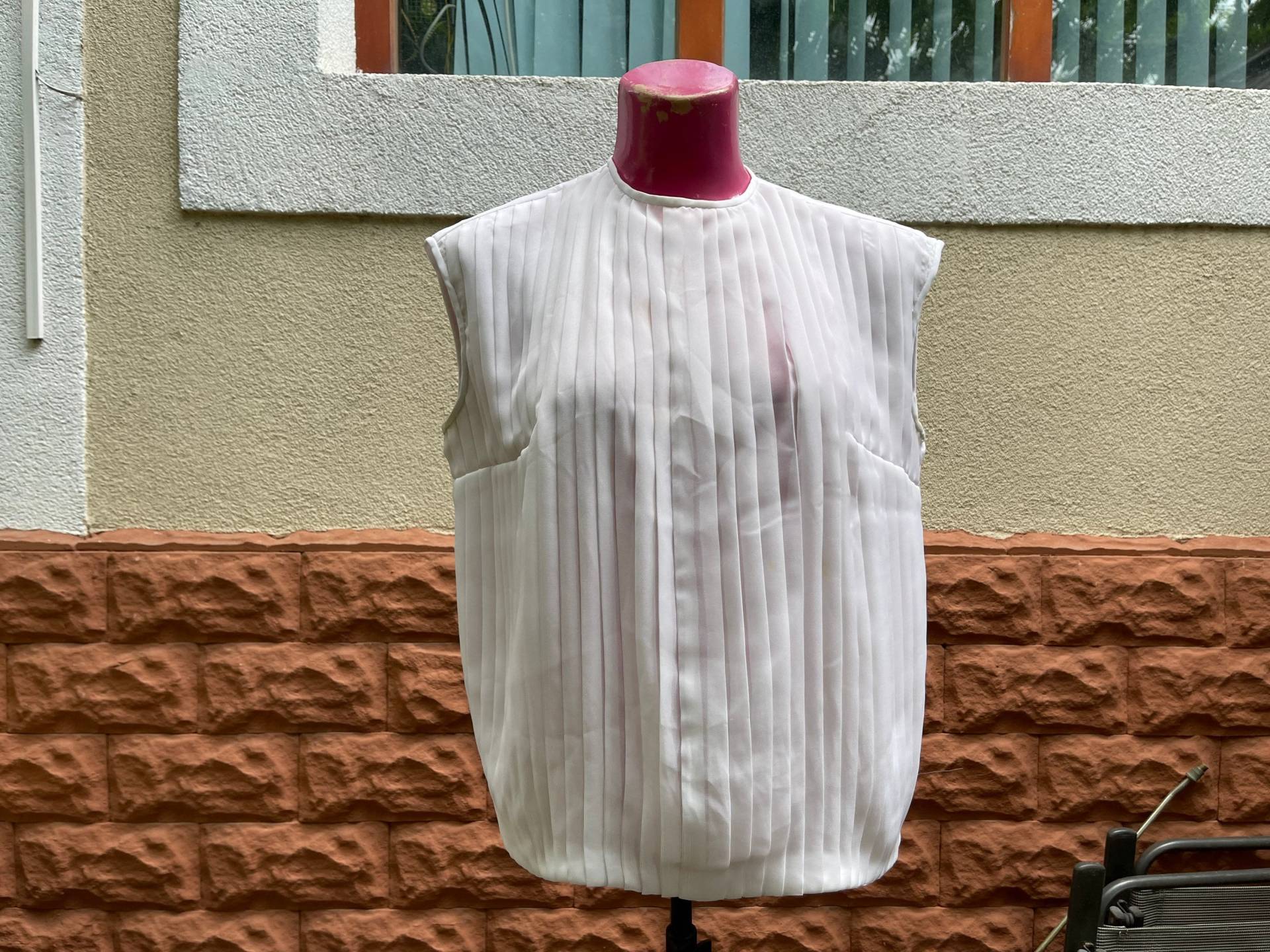 Dünne Halbtransparente Weiße Bluse, Größe L von DadaVintageCom