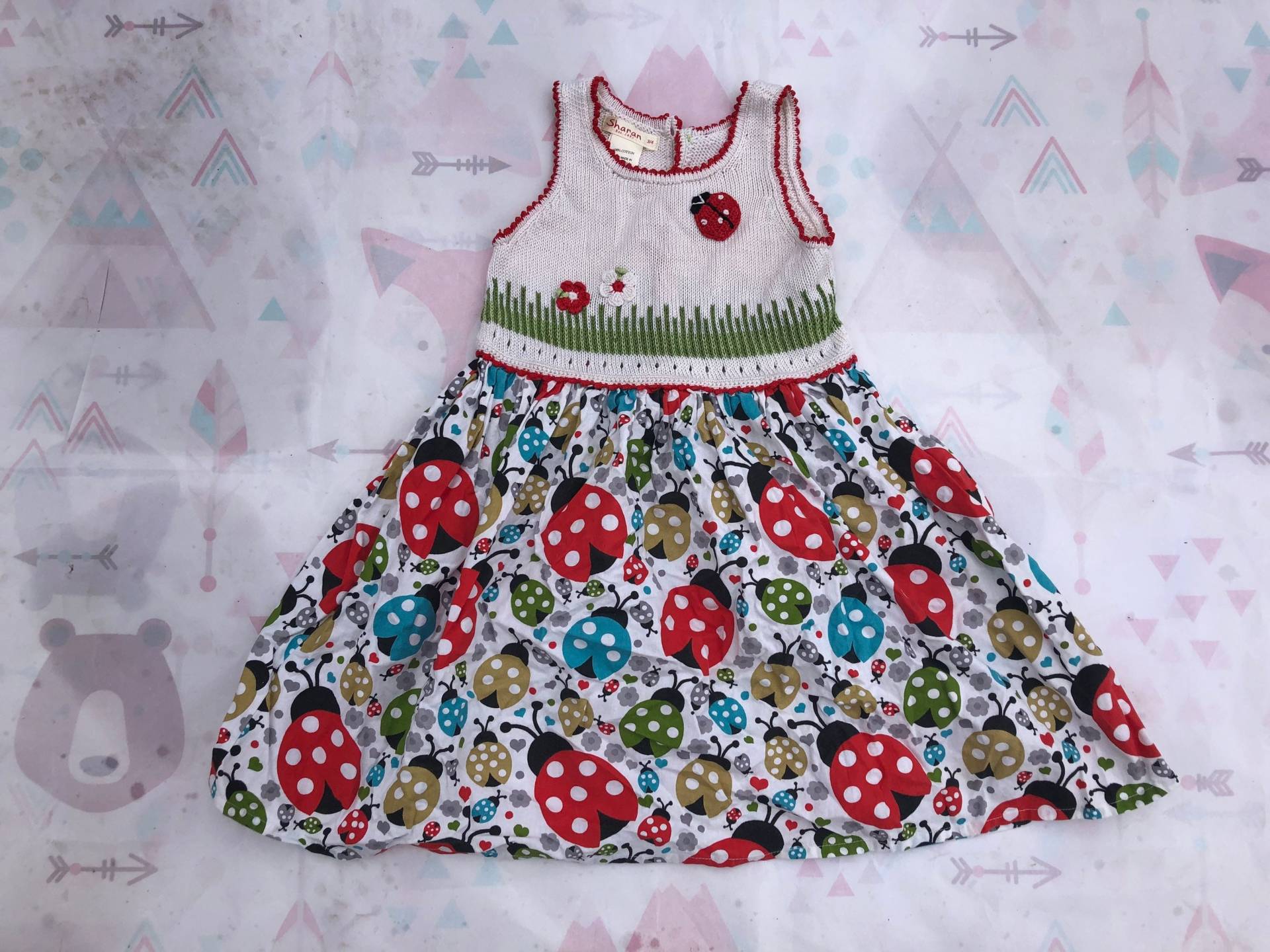 Kinder, Mädchen Vintage Baumwollkleid , Handarbeit 3-4 Jahre von DadaVintageCom