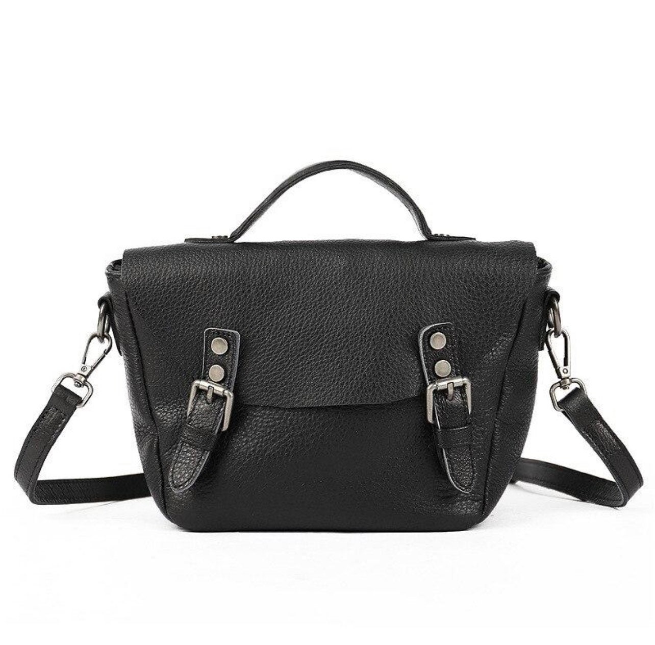 Neue Echte Rindsleder Schwarze Tasche Vintage Wie von DadaVintageCom