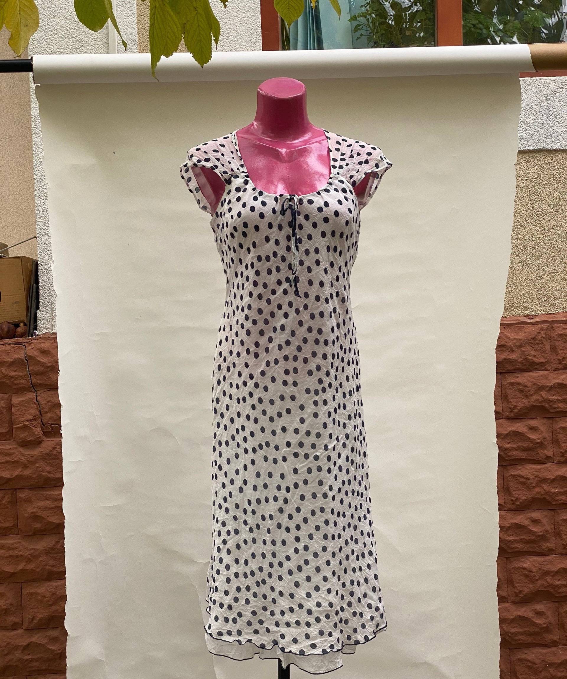 Polka Dot Weißes Kleid, Größe M von DadaVintageCom