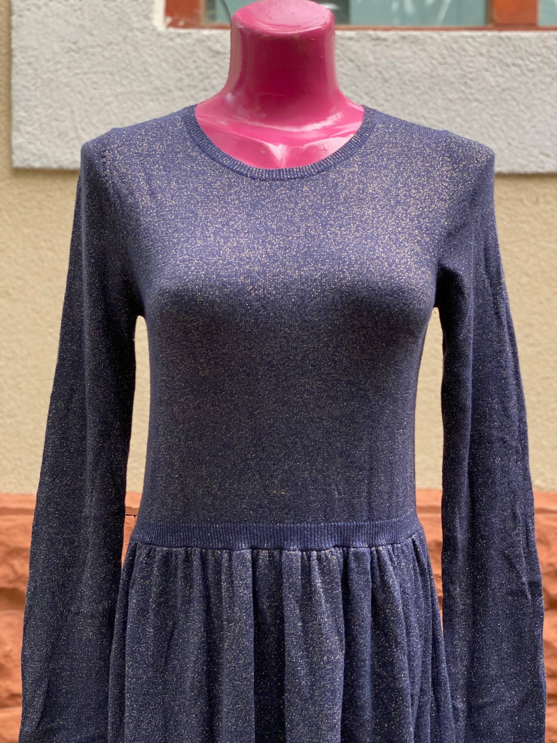 Vintage Abendkleid Aus Lurexblau Mit Glitzer, Größe M von DadaVintageCom