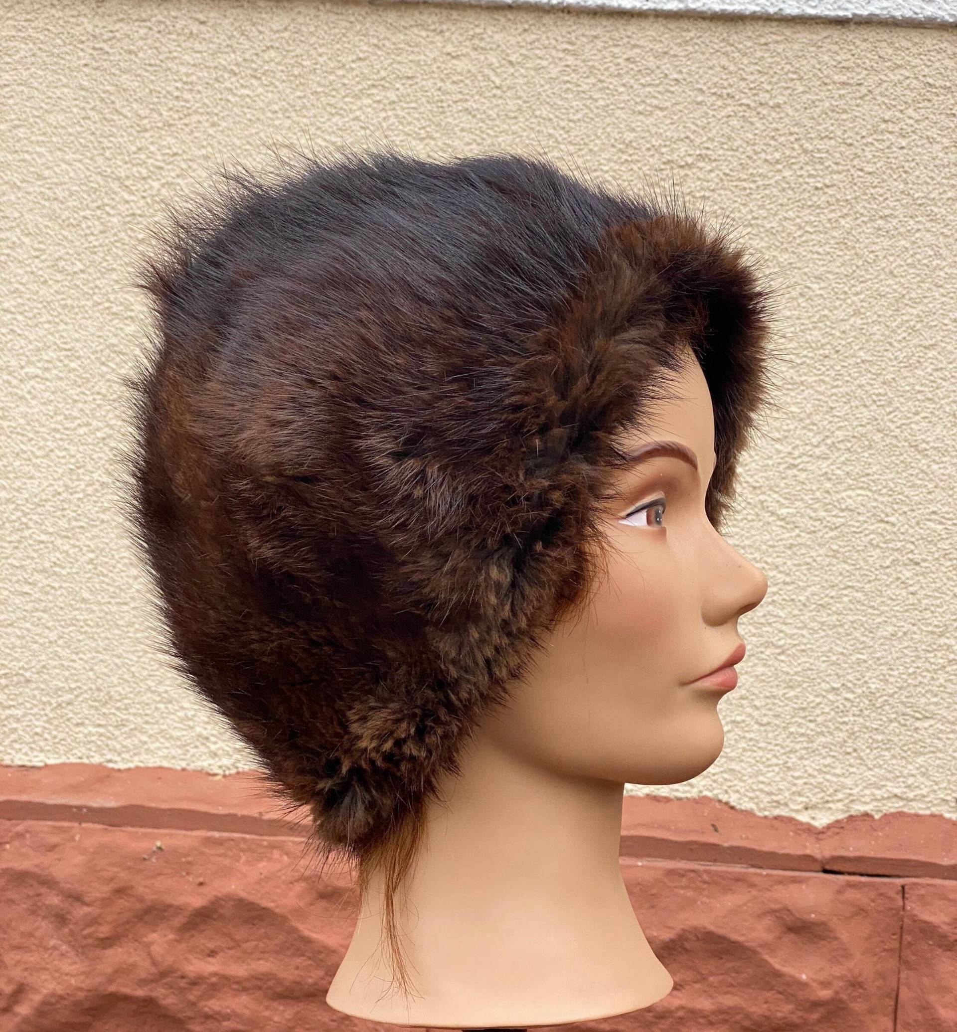 Vintage Naturfell Wintermütze von DadaVintageCom