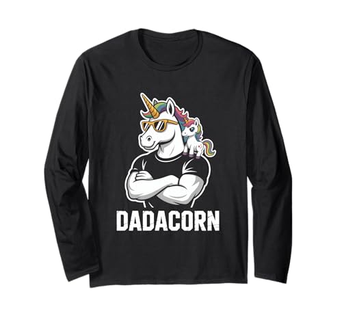 Dadacorn Cool Dad with Baby Langarmshirt von Dadacorn Dad Father Mythical