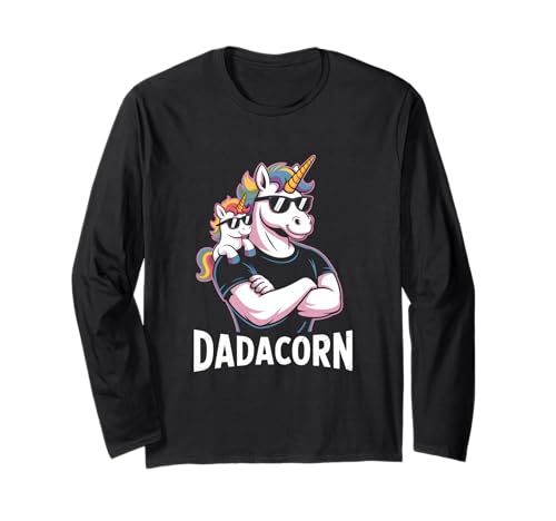 Dadacorn Cool Unicorn Dad and Kid Sunglasses Langarmshirt von Dadacorn Unicorn Dad Father Rainbow Squad