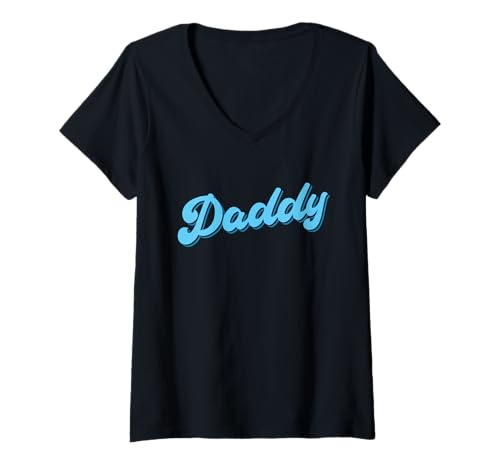 Damen Papa Blauer Papa T-Shirt mit V-Ausschnitt Damen Papa Blauer Papa T-Shirt mit V-Ausschnitt von Daddy Gift Fathers Day Daddy Outfit