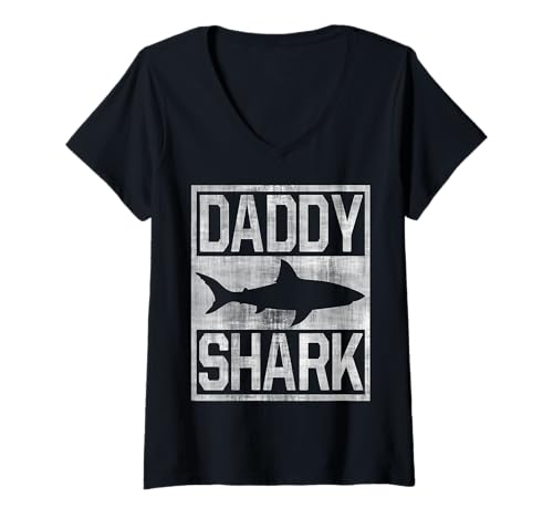 Damen Daddy Shark T-Shirt - Geburtstagsgeschenk Shirt für Haifischliebhaber T-Shirt mit V-Ausschnitt Damen Daddy Shark T-Shirt - Geburtstagsgeschenk Shirt für Haifischliebhaber T-Shirt mit V-Ausschnitt von Daddy shark Tee Shirts Gifts