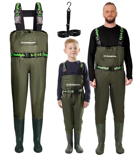 DaddyGoFish Wathose für Kinder – wasserdichte Angel- und Jagdausrüstung, Bass Duck Tributary – isolierte Stiefel für Junior-Angler, Jugendliche, Kleinkinder, Jungen, Kinder – Erwachsene (Männer) 10 von DaddyGoFish