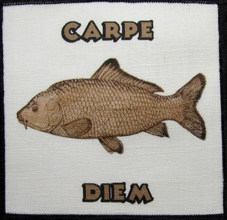 Carpe Diem Karpfen - Gedruckt Annähen Patch Weste, Tasche, Rucksack, Jacke, T-Shirt von DaddyoFattyo