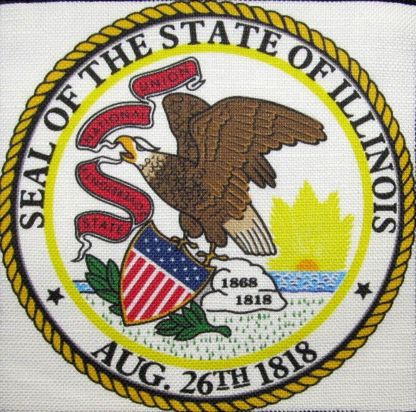 Illinois State Seal - Weste, Tasche, Rucksack, Jacke Patch Gedruckt Annähen Reisen Anzeigen von DaddyoFattyo