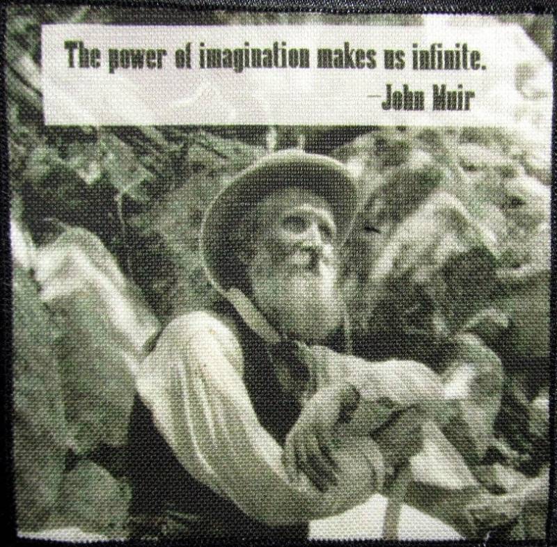 John Muir Quote - Imagination Is The Key To Success Gedruckter Aufnäher Zum Aufnähen von DaddyoFattyo